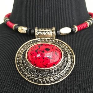 RED STATEMENT NECKLACE